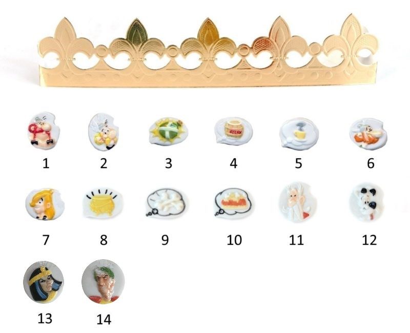 Galette des Rois Zubehör "Asterix Sprechblase" 1 Porzellanfigur (Fève) + 1 Krone