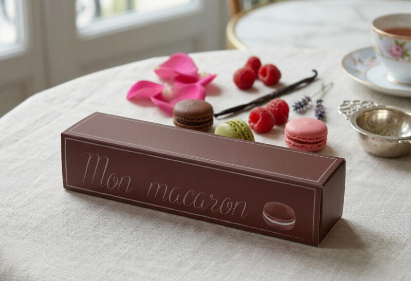 Macarons Schiebeschachtel Macarons Braun Selbtfuellen