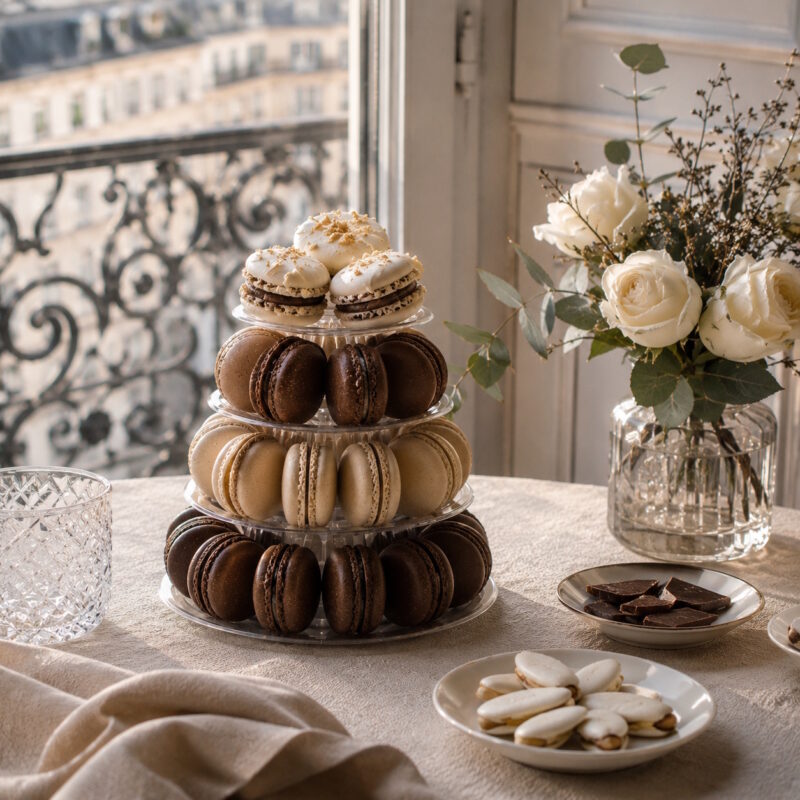 Mini macarons pyramide feier hochzeit
