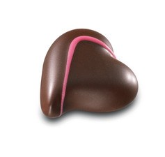 Herz aus Zartbitterschokolade mit Himbeerganache