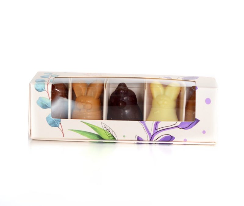 Schachtel mit gemischten Pralinen von Valrhona "Ostertiere" 62,5g 8/8