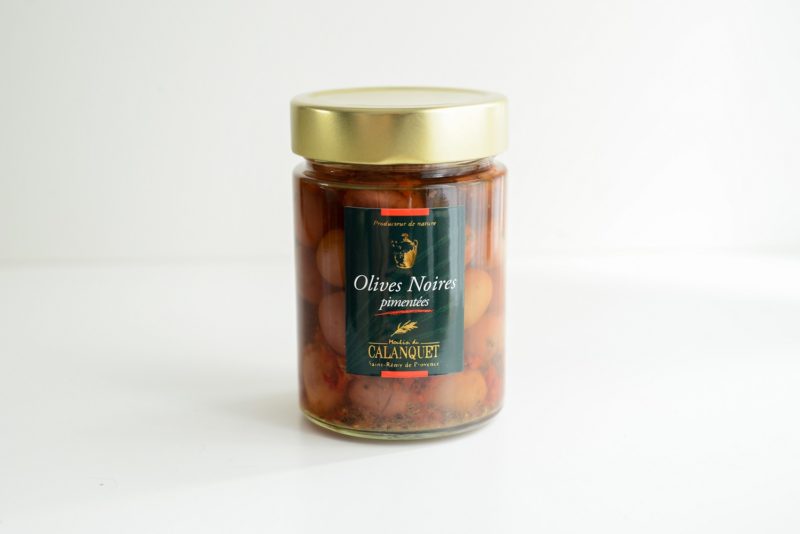 Schwarze Oliven mit Chili 175g