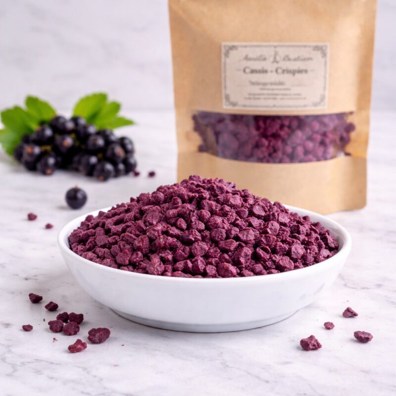 Cassis Crispies Gefriergetrocknet Macarons Eis Sorbet Topping