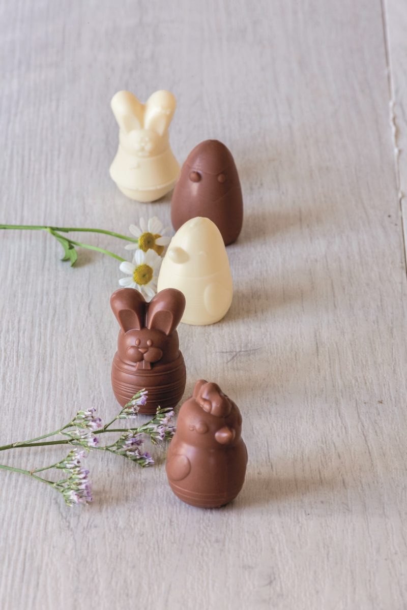 Schachtel mit gemischten Pralinen von Valrhona "Ostertiere" 62,5g 5/8