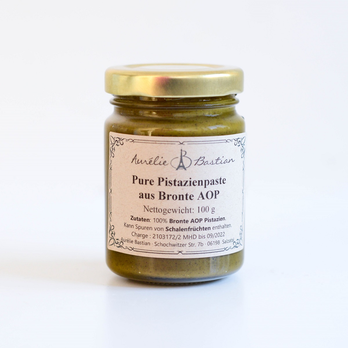 Pure Pistazienpaste aus Bronte A.O.P (Pâte de pistache de Bronte AOP pure) 100g