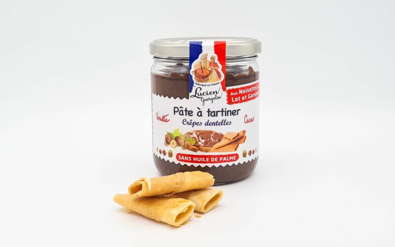 Nuss-Nougat-Creme aus dem Lot-et-Garonne mit Crêpe dentelle Stückchen und ohne Palmöl 400g