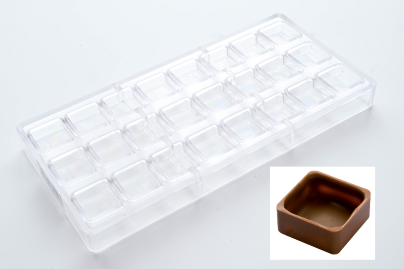 Pralinenform - Schokoladenform für 24 kleine quadratische Pralinen oder Hohlkörper