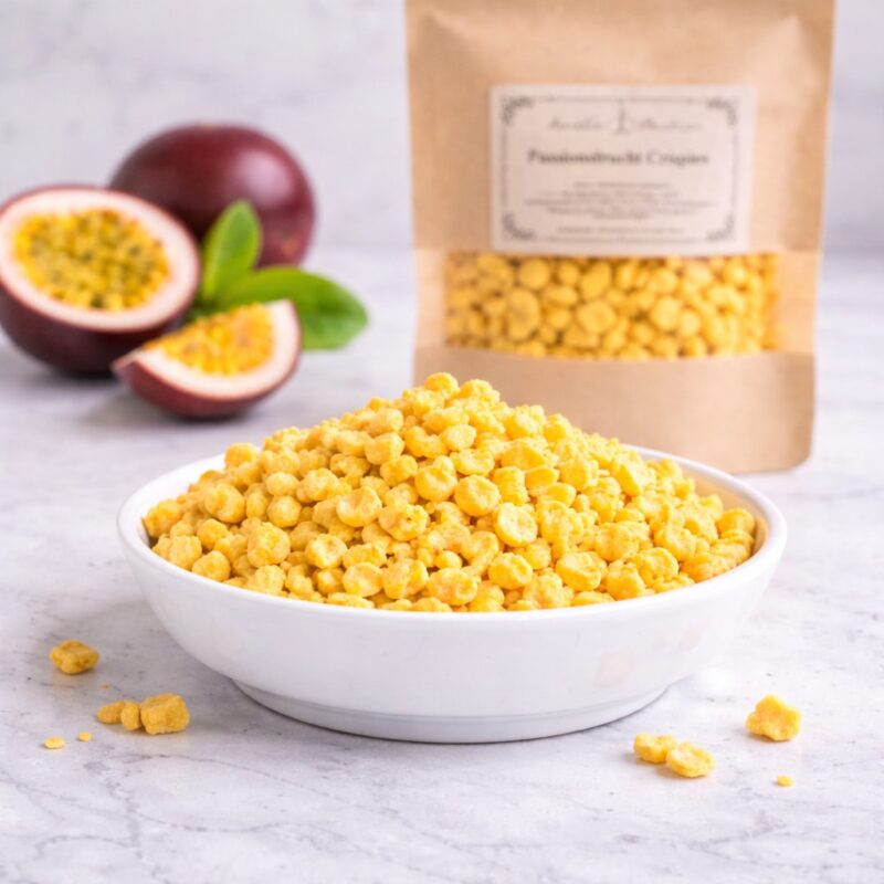 Passionsfrucht Crispies Eis Sorbet Topping Macarons