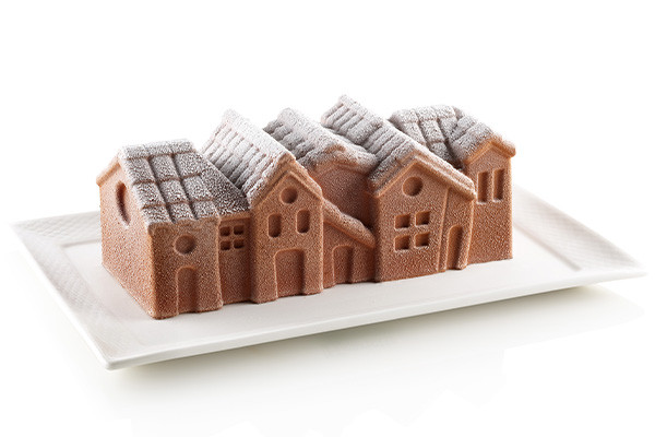 Silikonform Buche de Noel Winter Village
