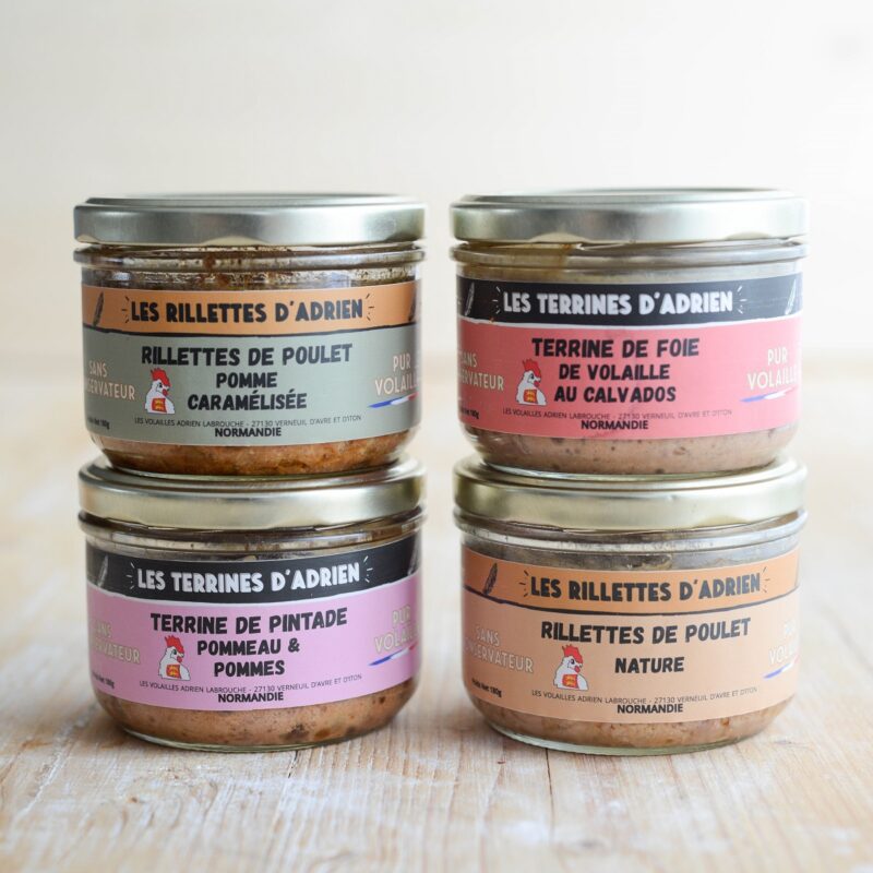 Geflügel Pasteten, Terrrine und Rillettes- 4er Set aus der Normandie (4x 180g)