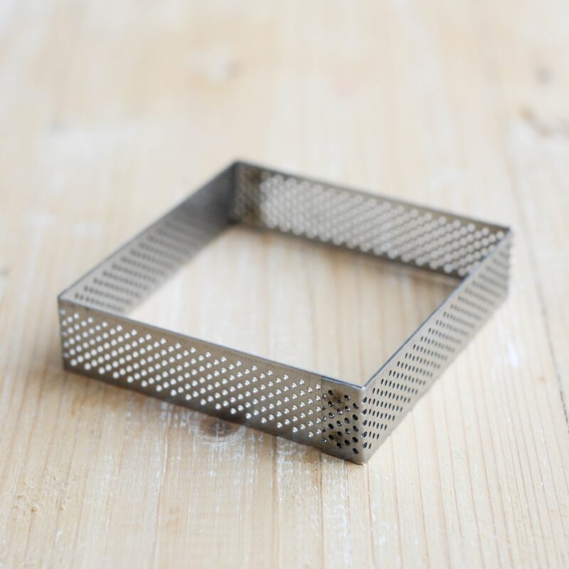 Quadratischer Tartelette Ring gelocht aus Edelstahl 80 x 80 x 20 mm