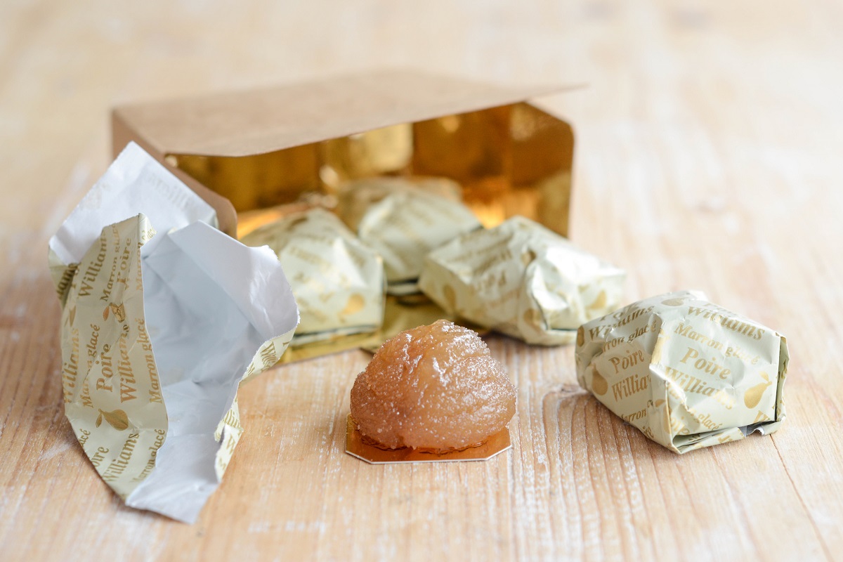 5 glasierte Maronen mit Williams-Birnenschnaps (Marrons glacés à la poire Williams) - 100g