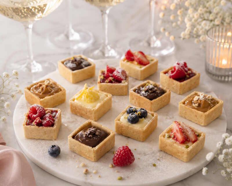 Vegan mini tartelette quadratisch fertig gebacken
