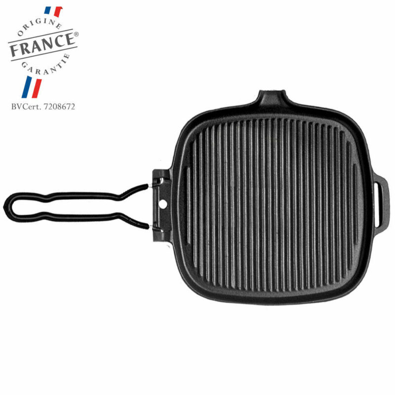 Grillpfanne aus Gusseisen quadratisch 22 x 22 cm