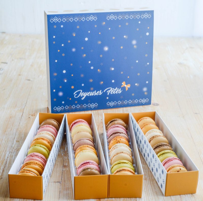 32er Macarons Schachtel - Joyeuses Fêtes