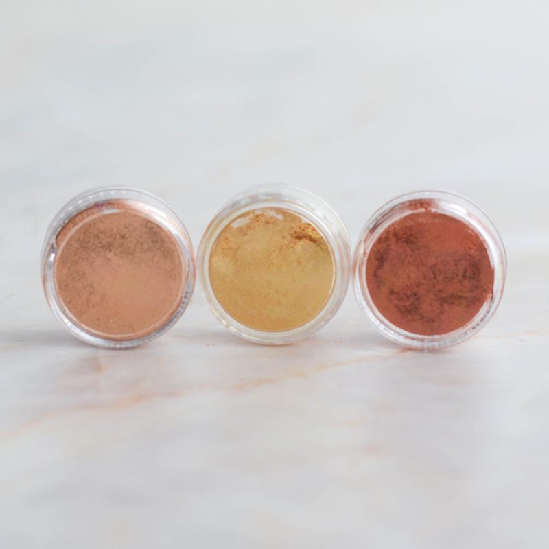 3er Set - glänzende Lebensmittelfarbe Gold, Kupfer & Bronze 3 x 5 ml 2/7
