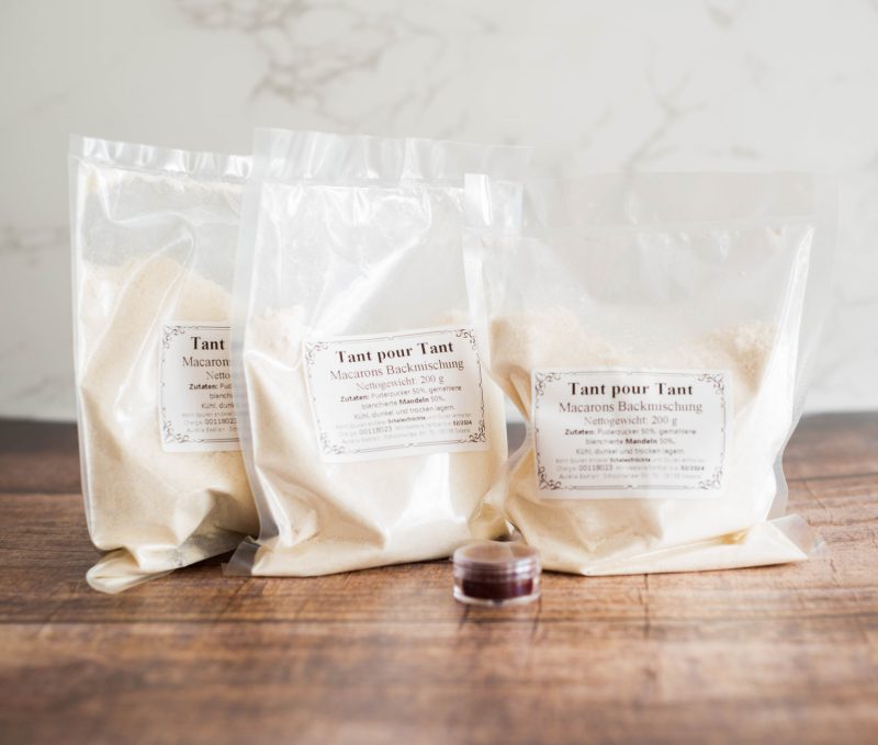 3 x "Tant pour tant" Macarons Backmischung 200g + 1 Mini Lebensmittelfarbe Ihrer Wahl