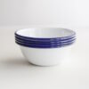 Weiße Schale aus emailliertem Stahl mit blauem Rand 50 cl ø 15,8 cm 3/5