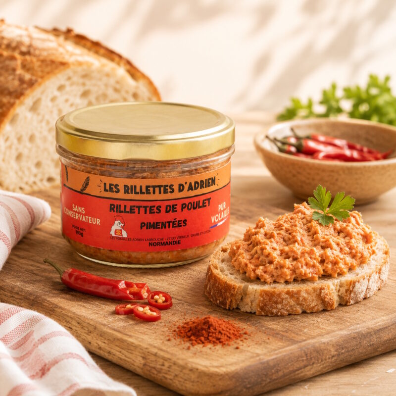 Haehnchen rillettes mit piment espelette aus der normandie