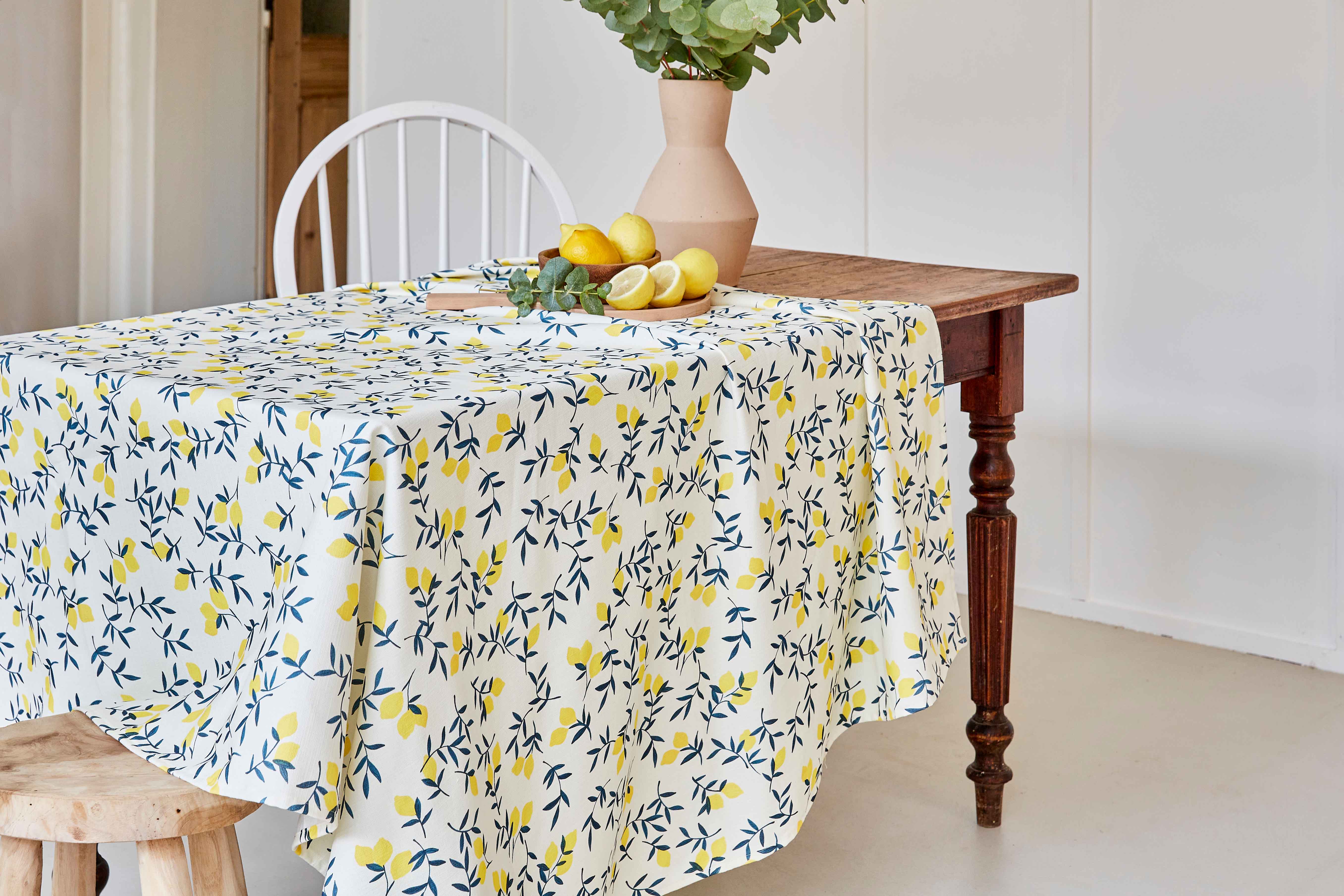 Zitronen Tischdecke Mit Lein
