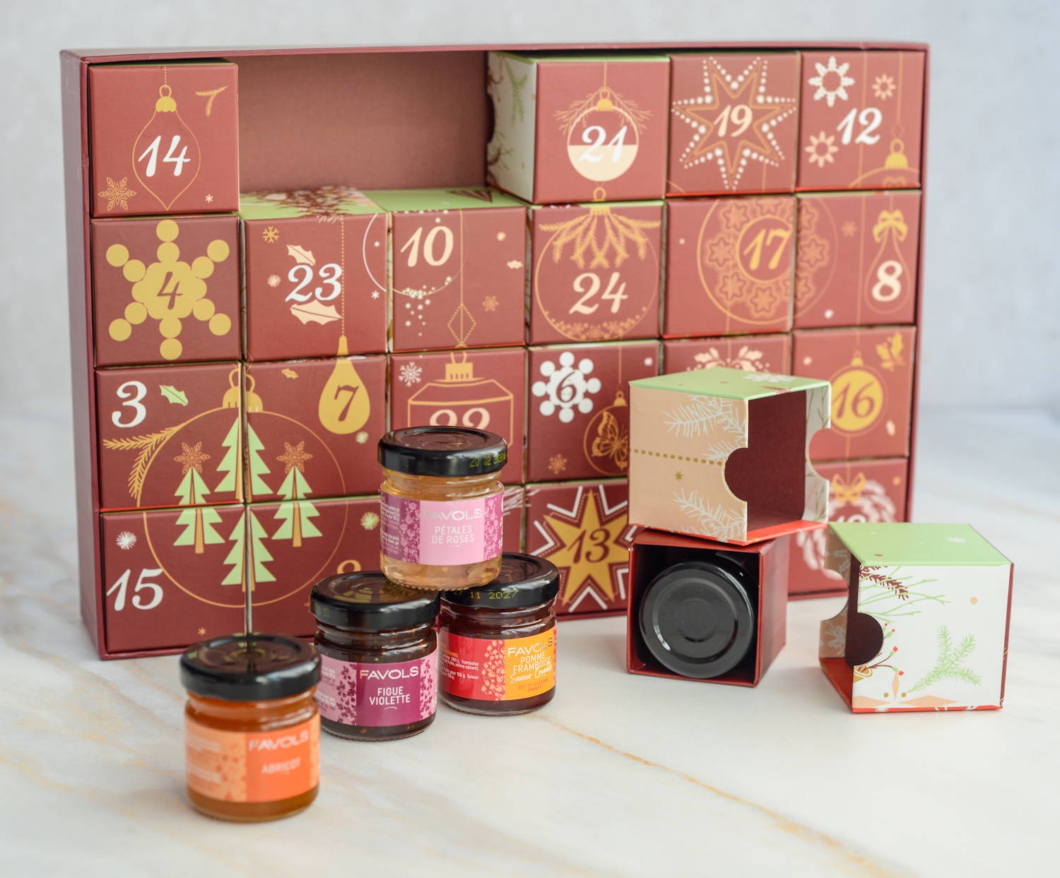 Adventskalender mit Konfitüren aus Frankreich