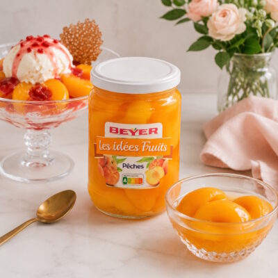 Pfirsiche entsteint in Sirup