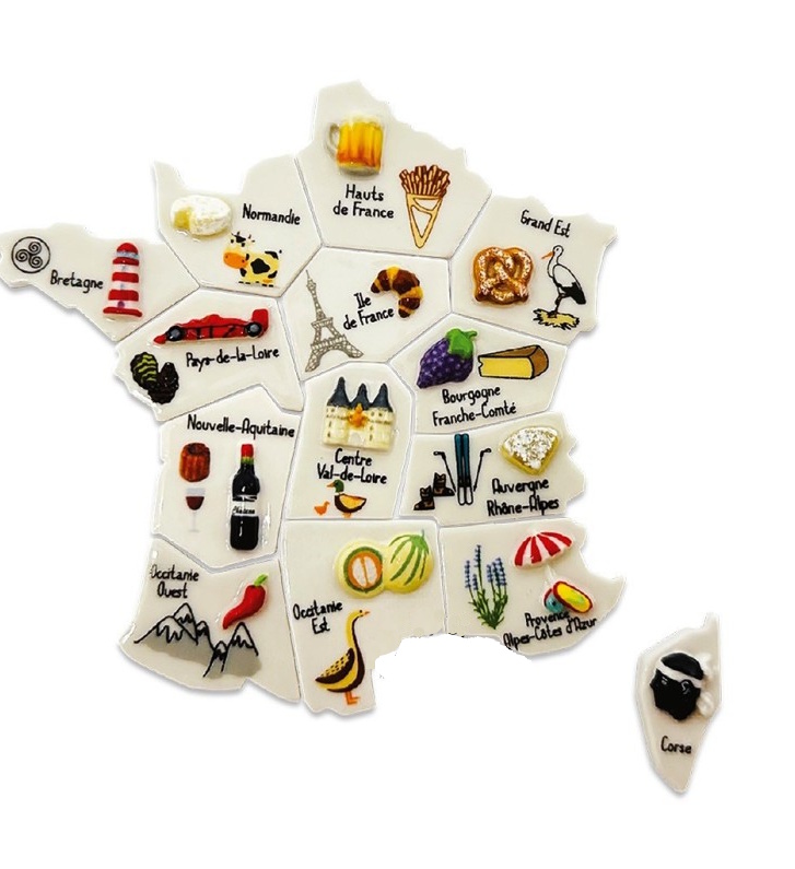 Feve Set Frankreichkarte Regionen Als Porzellanfiguren Fuer Galette Des Rois