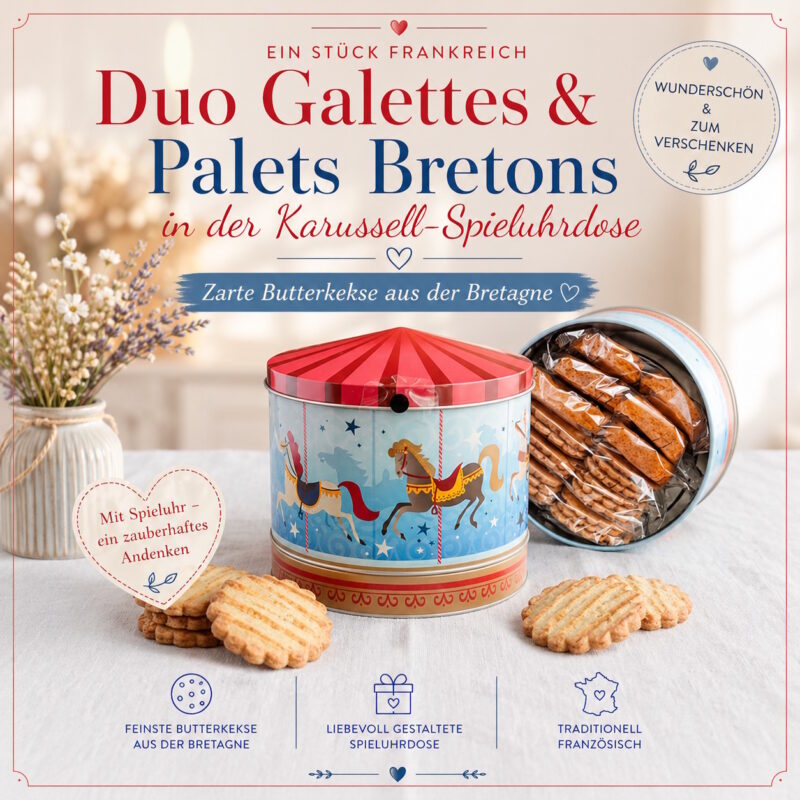 Karussell spieluhr mit bretonischen keksen musik keksdose geschenkidee 240g