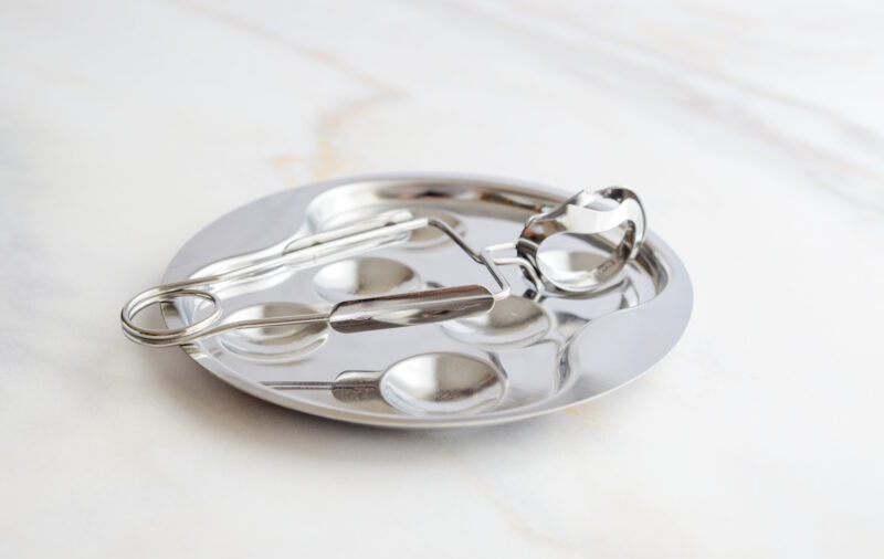 Schnecken-Set aus Edelstahl – Escargot-Zange & Teller