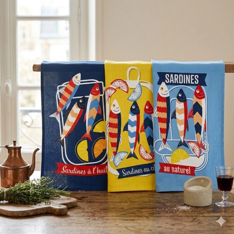 Geschirrtuch Set Sardinen Baumwolle Geschirrtuch Set Sardinen Baumwolle
