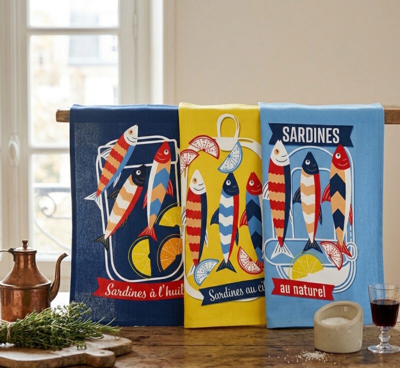 Geschirrtuch Set Sardinen Baumwolle