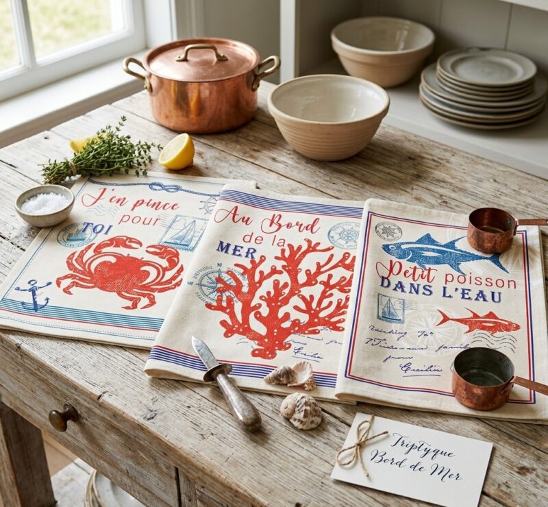 Geschirrtuecher Set Liebesbotschaften Au Dem Mer Baumwolle