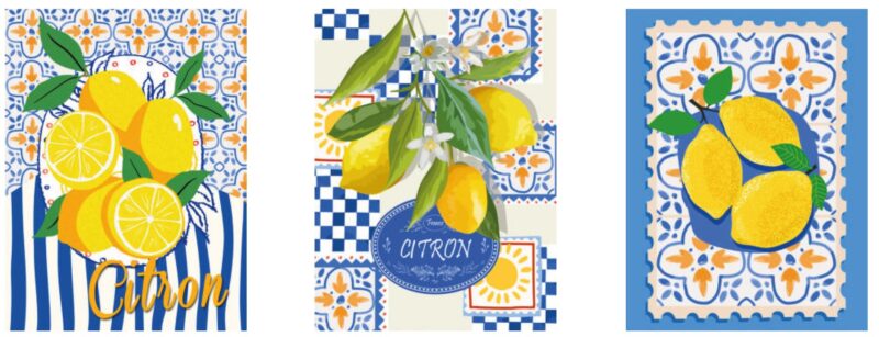 Geschirrtuecher 3er set zitronen menton