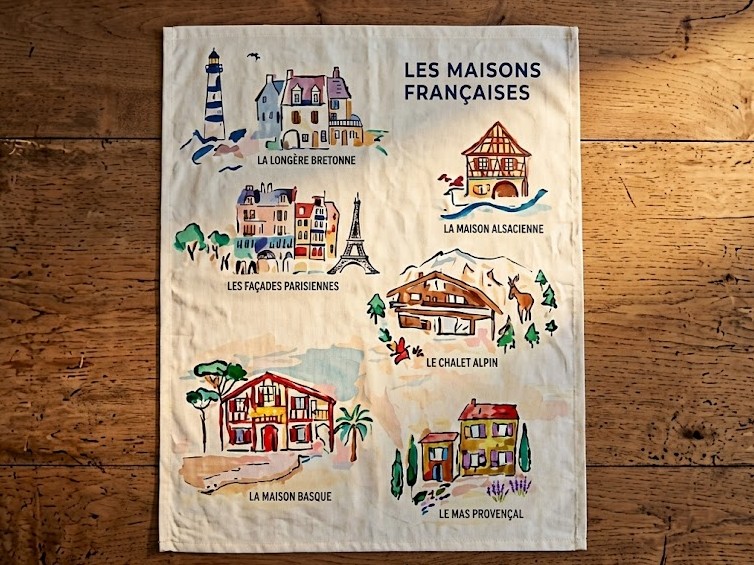 Geschirrtuch Franzoesische Haeuser Souvenir Aus Frankreich