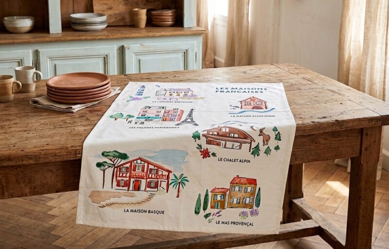 Geschirrtuch franzoiesische haeuser geschenk