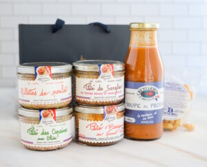 Geschenktasche franzoesischkochen.de mit Pasteten, Fischsuppe und Croûtons