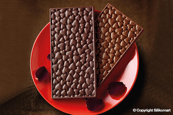 Schokoladenform Tafel Schokolade mit Herzen “Love Choco Bar” aus Silikon