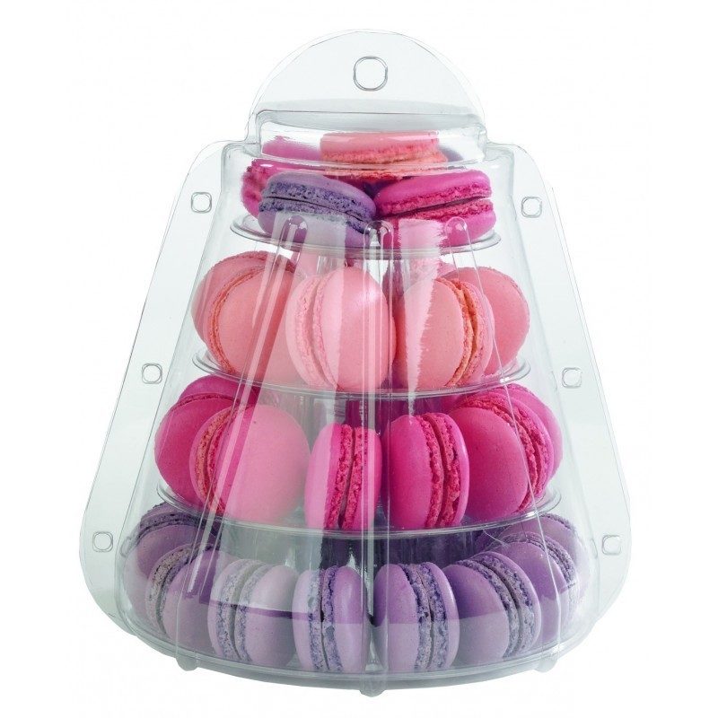 Mini Macarons Pyramide mit Transportschale - durchsichtig 3/5