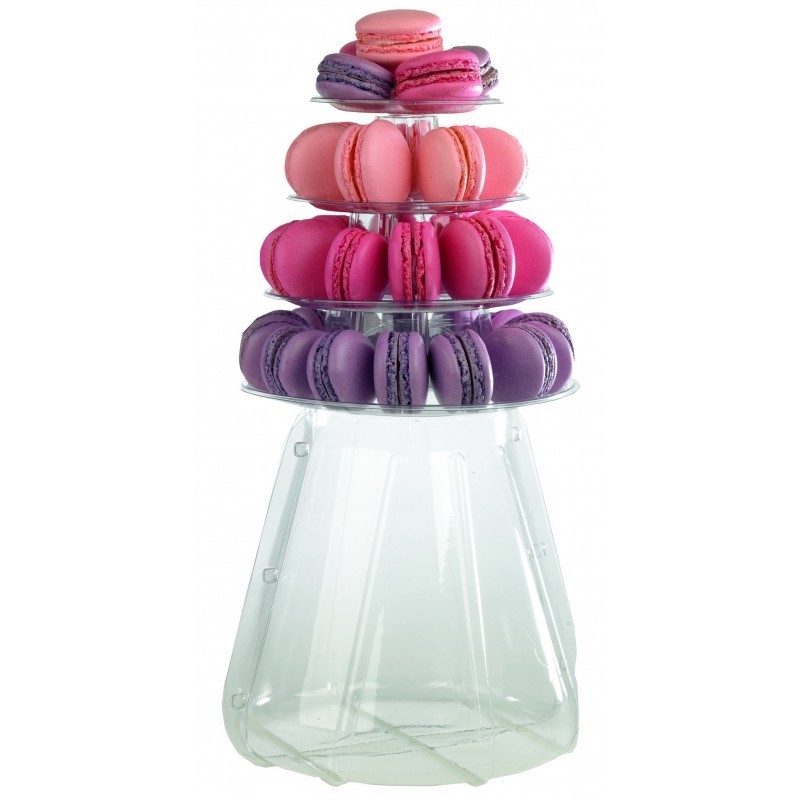 Mini Macarons Pyramide mit Transportschale - durchsichtig 4/5
