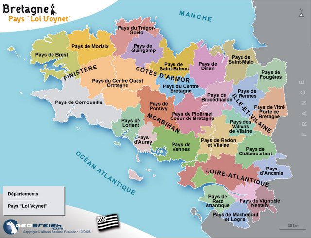 Florilège Breton (Bretonische Runde) Carte Bretagne Pays Fr 640x480