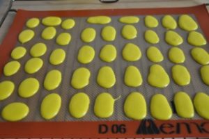 Macarons à la rhubarbe pour Pâques (Rhabarber Macarons für Ostern) Ei Macaron Ostern 300x200