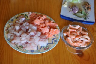  Französisches Fischgericht Schritt 3 Roher Fisch Und Garnelen Vorbere
