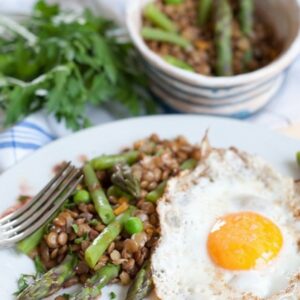 Salade de lentilles et légumes verts ( Salat mit grünen Linsen und Gemüse )