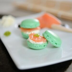 Macarons Lachs-Wasabi und Frischkäse