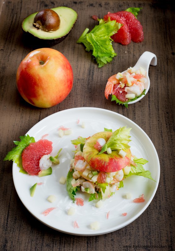  Mille Feuille Von Apfeln Garnelen Und Grapefruit 1