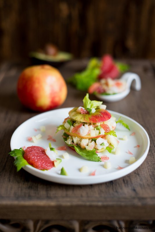  Mille Feuille Von Apfeln Garnelen Und Grapefruit