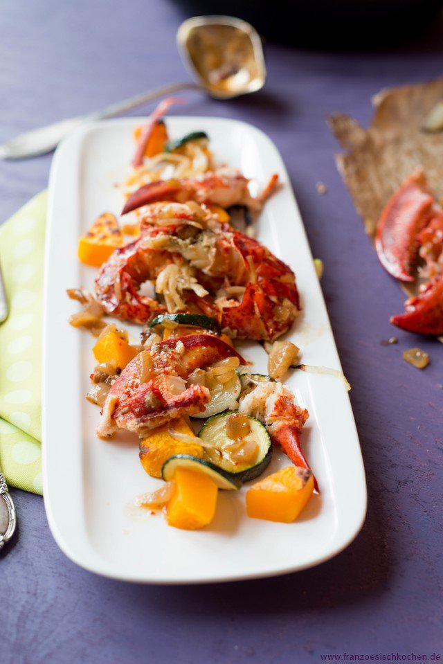 Hummer mit gebratenem Kürbis und Zucchini Rezept - franzoesischkochen.de