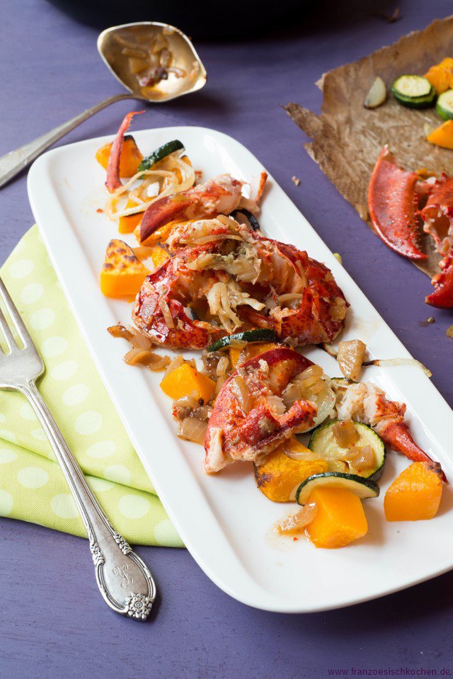 Hummer mit gebratenem Kürbis und Zucchini Hummer mit gebratenem Kürbis und Zucchini