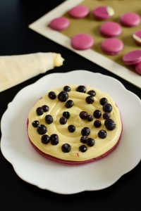 Gateau de Macarons Myrtilles et Violettes ( Macarons Kuchen mit Blaubeeren und Veilchen ) DSC_9074 1 Kopie 200x300