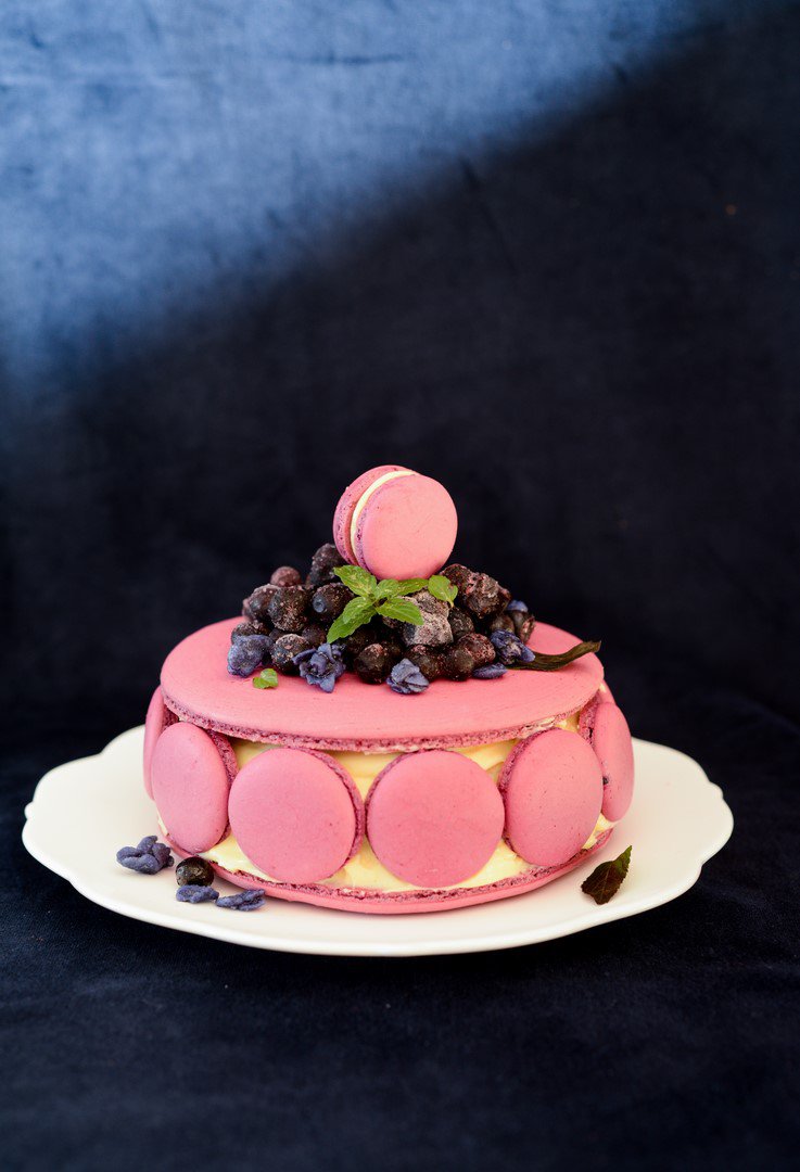 Gateau de Macarons Myrtilles et Violettes ( Macarons Kuchen mit Blaubeeren und Veilchen ) DSC_9138-1-Kopie